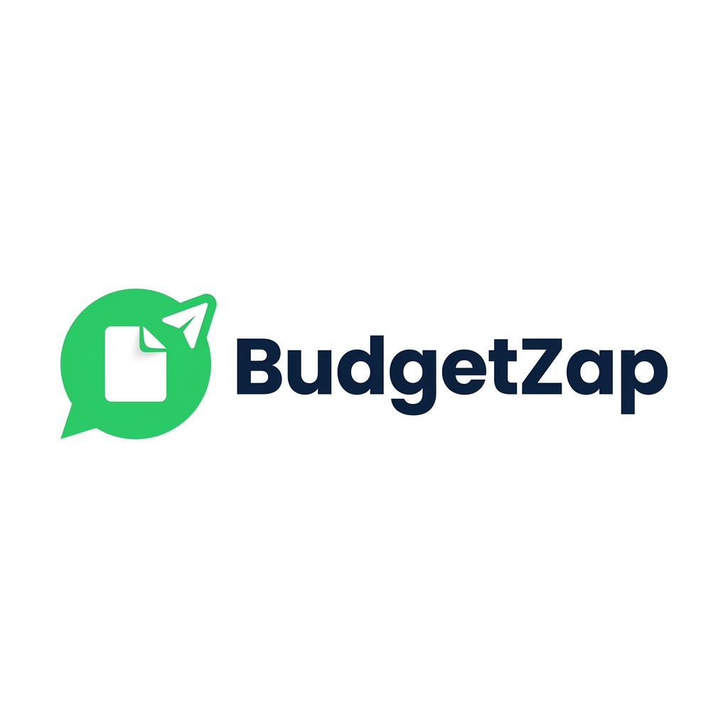 Logo BudgetZap: balão de chat verde com documento e avião de papel